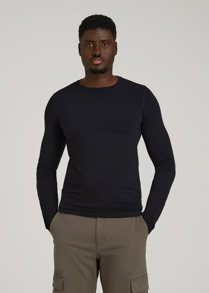 The Essential Slim Fit Long Sleeve Tee for Tall Men in Black