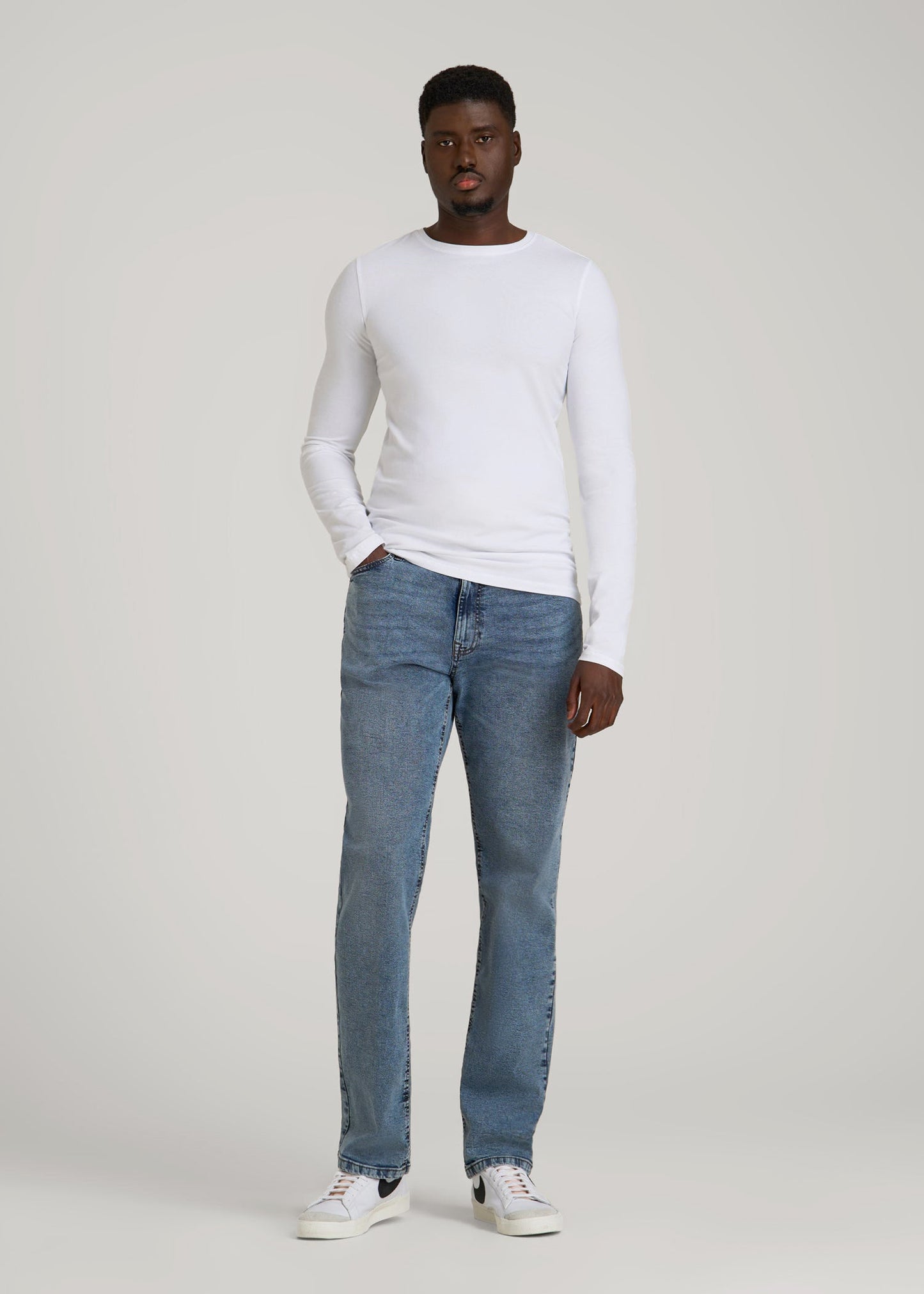 The Essential Slim Fit Long Sleeve Tee for Tall Men in White