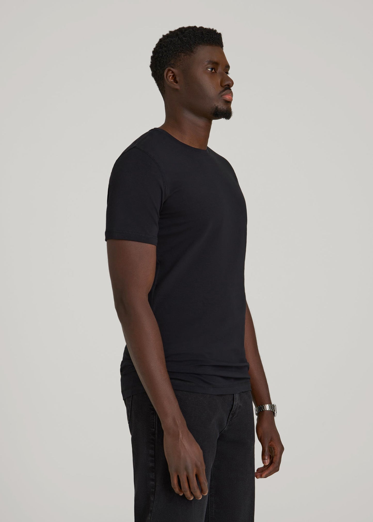 The Essential Slim Fit Crewneck Tee for Tall Men in Black