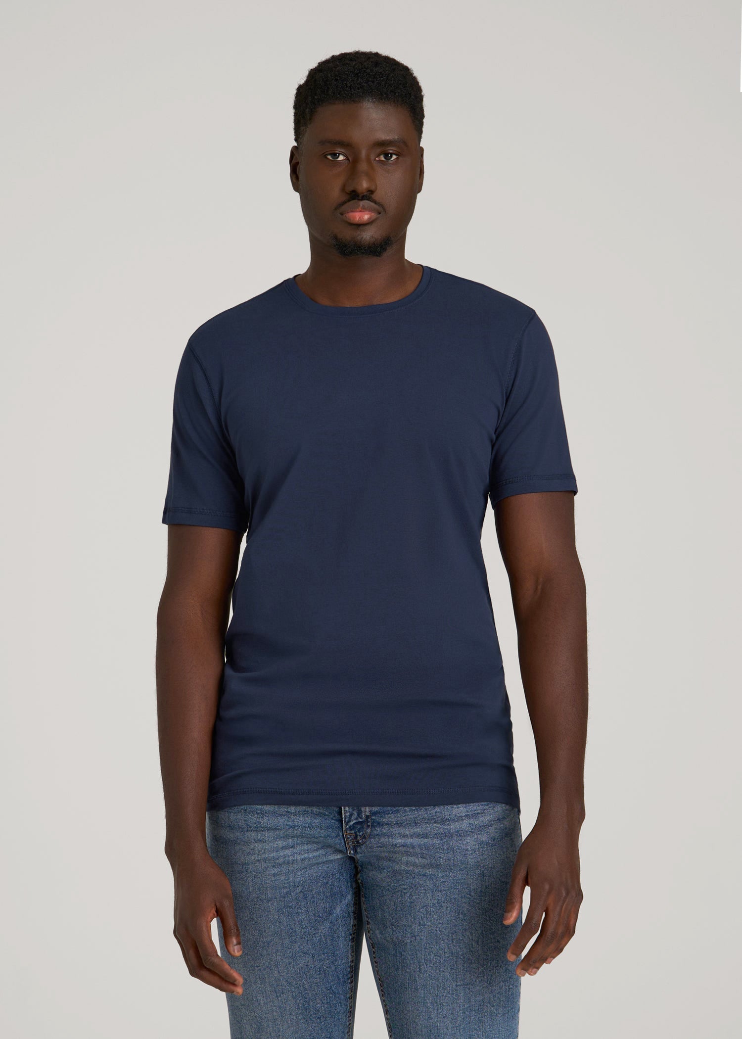 The Essential Slim Fit Crewneck Tee for Tall Men in Navy