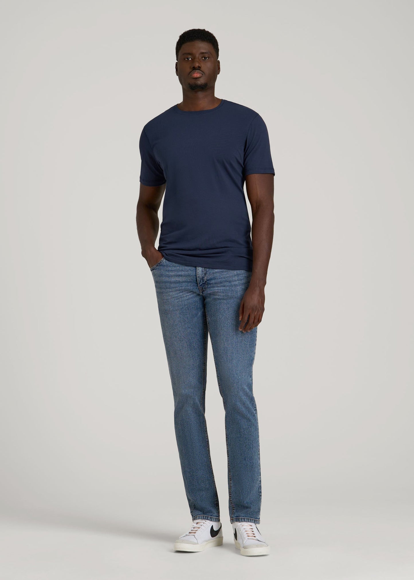 The Essential Slim Fit Crewneck Tee for Tall Men in Navy