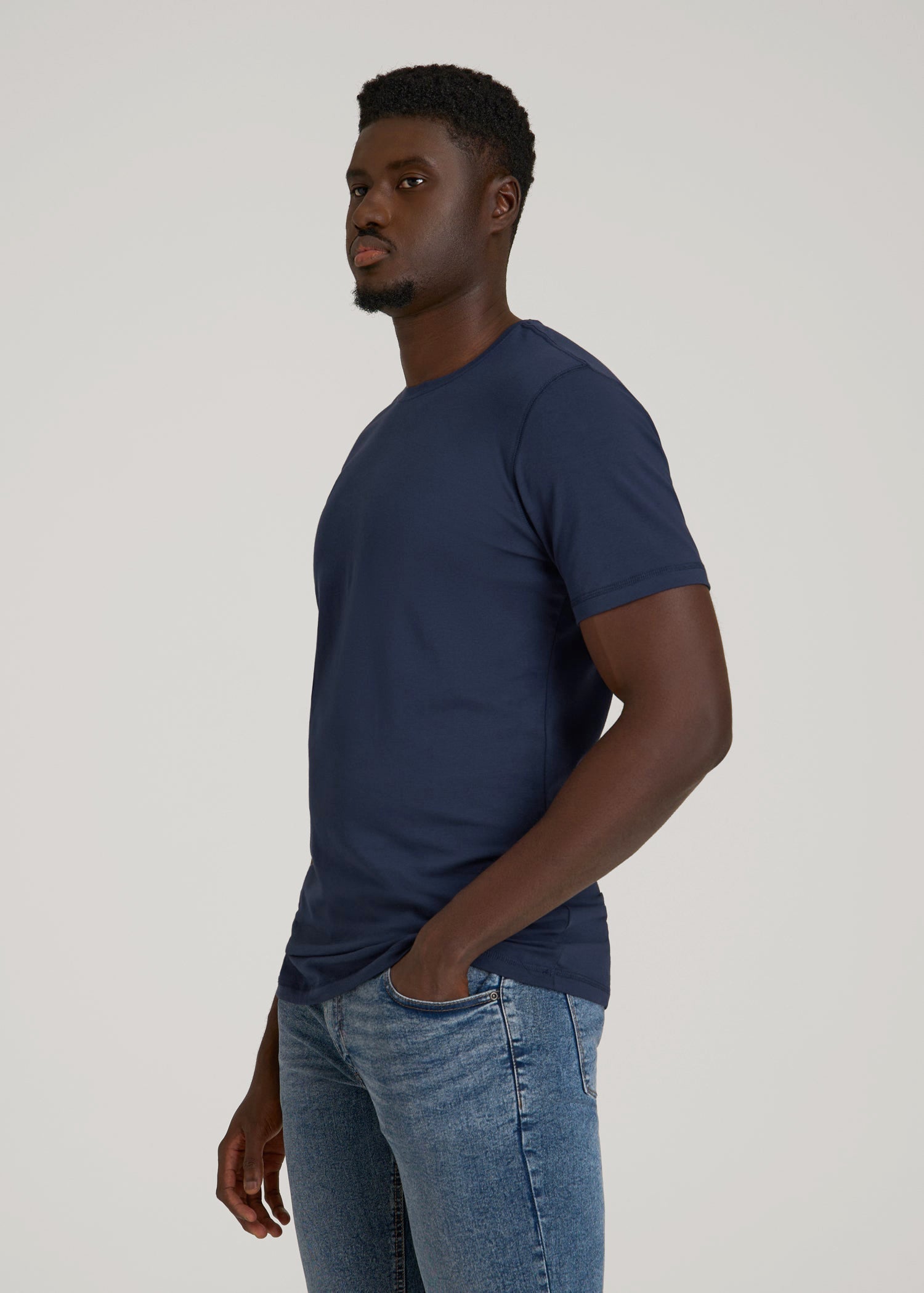The Essential Slim Fit Crewneck Tee for Tall Men in Navy