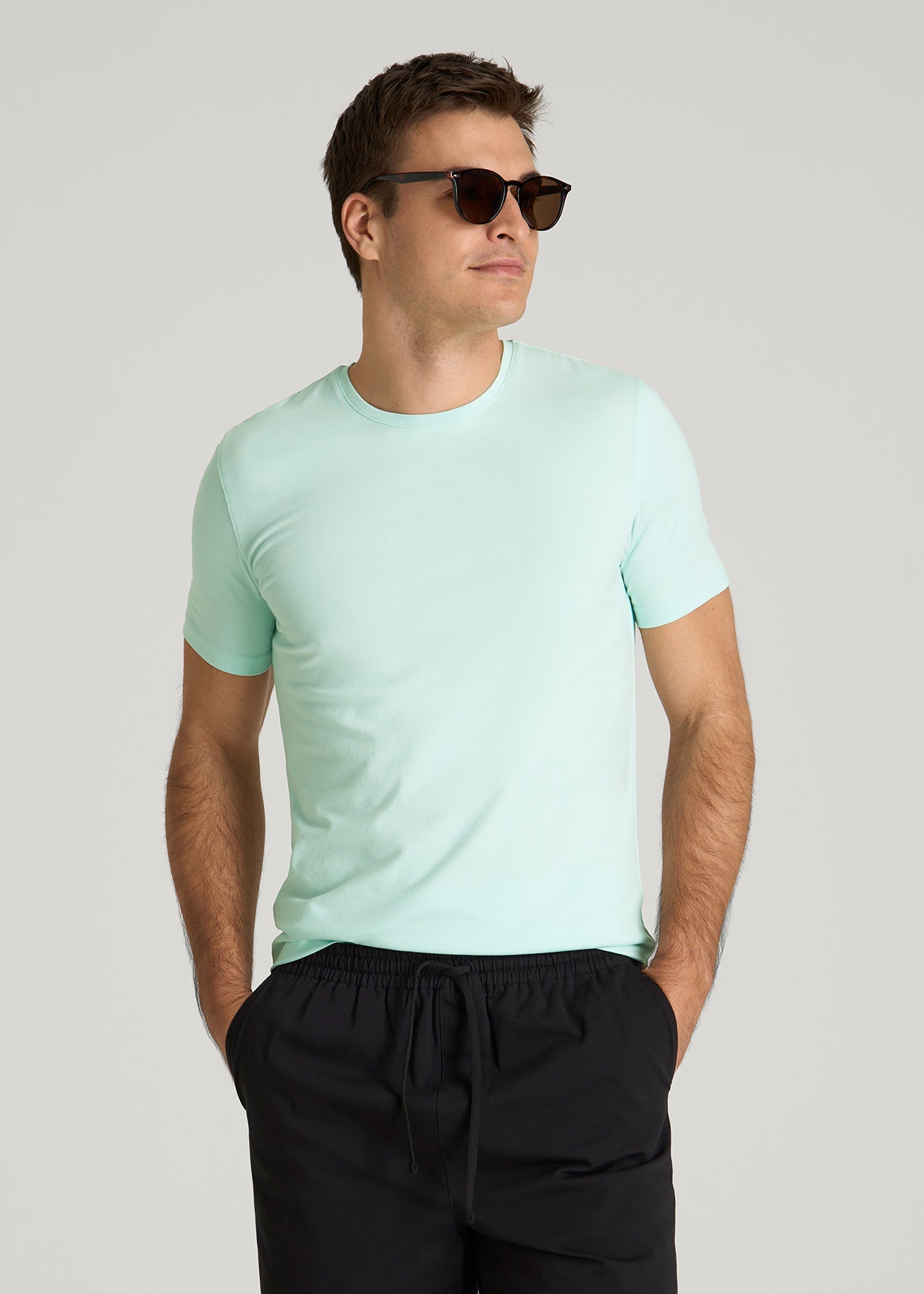 The Essential Slim Fit Crewneck Tee for Tall Men in Opal Blue