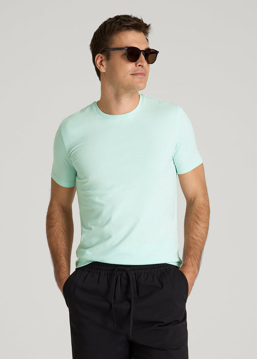The Essential Slim Fit Crewneck Tee for Tall Men in Opal Blue