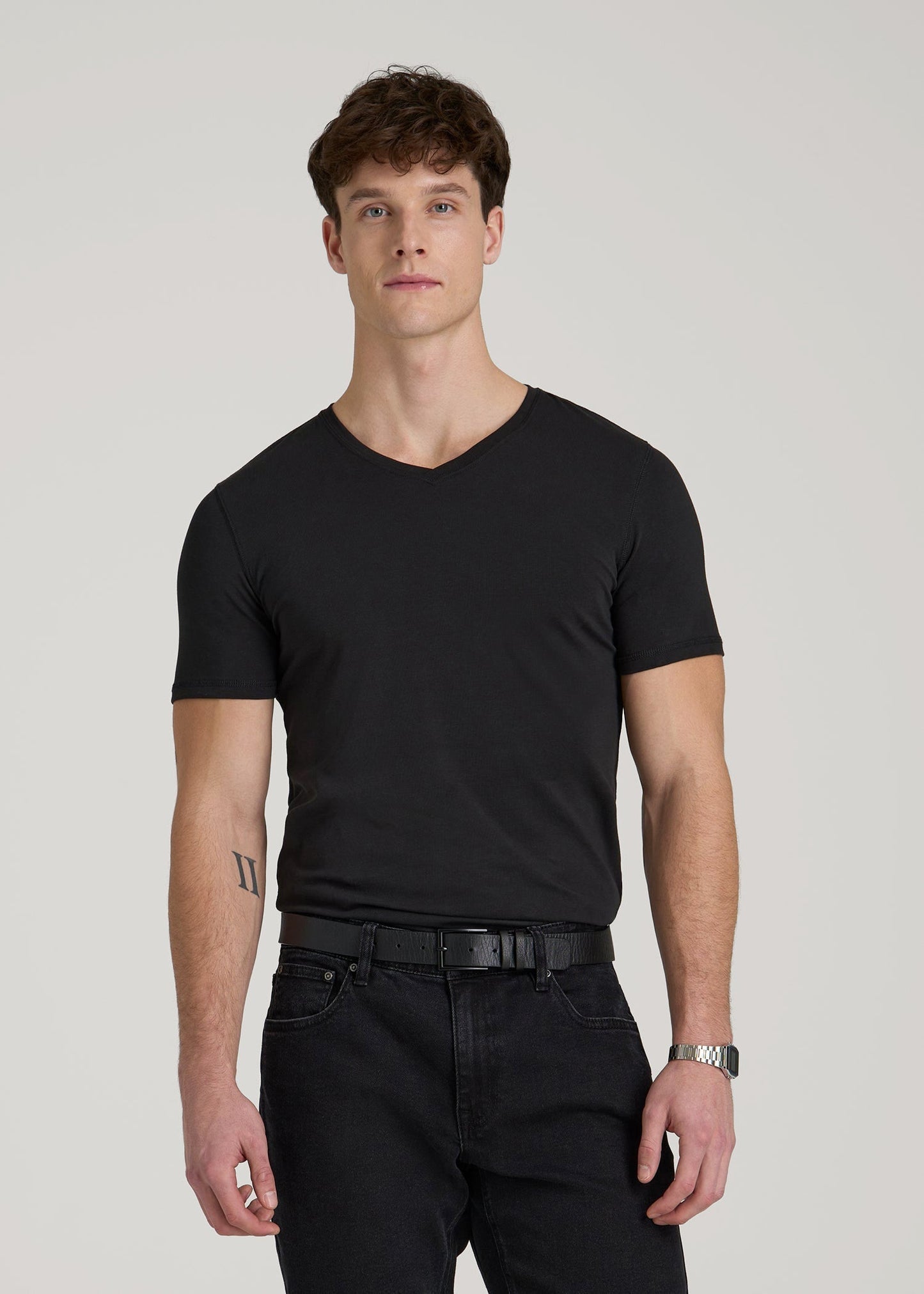 The Essential Slim Fit V-Neck Tee for Tall Men in Black