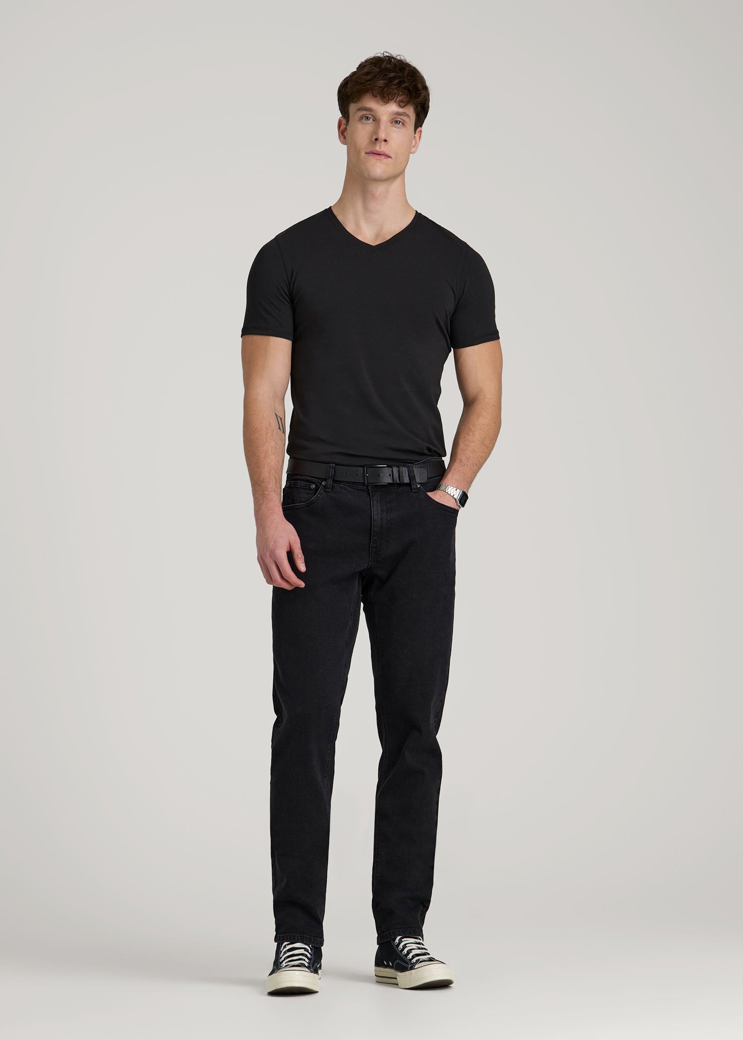 The Essential Slim Fit V-Neck Tee for Tall Men in Black