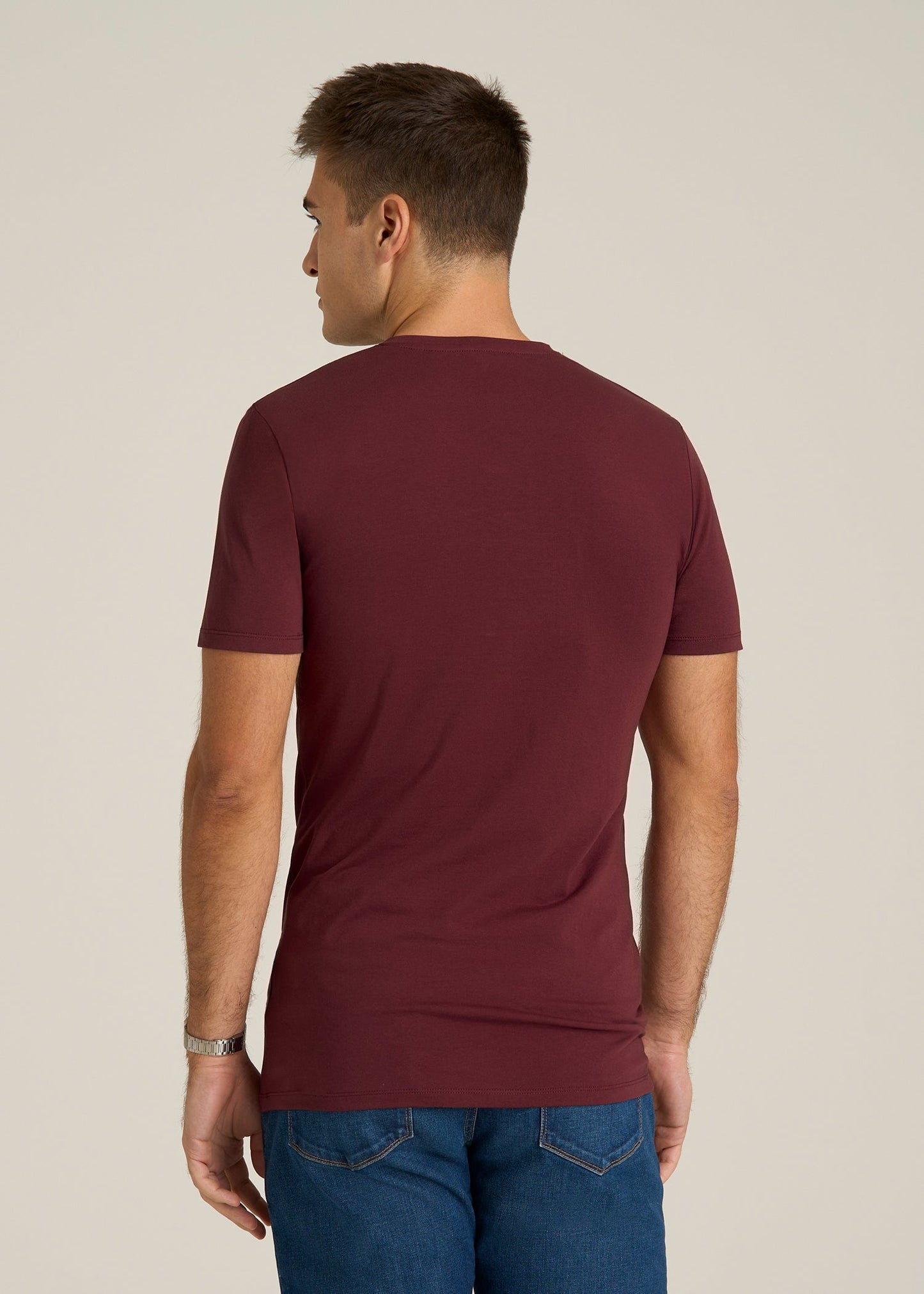 The Essential Slim Fit V-Neck Tee for Tall Men in Tawny Port