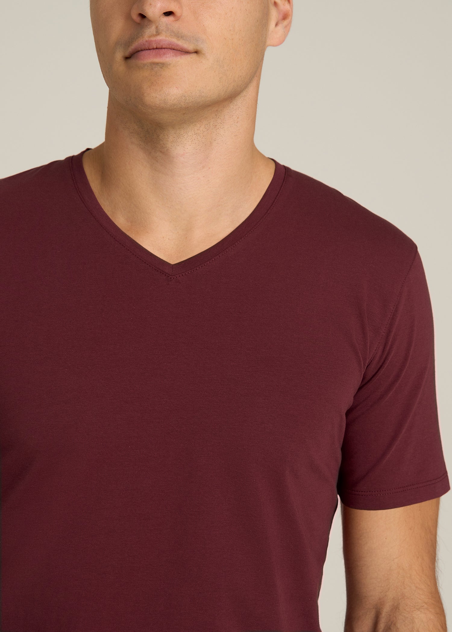 The Essential Slim Fit V-Neck Tee for Tall Men in Tawny Port