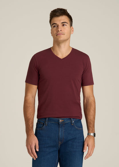 The Essential Slim Fit V-Neck Tee for Tall Men in Tawny Port