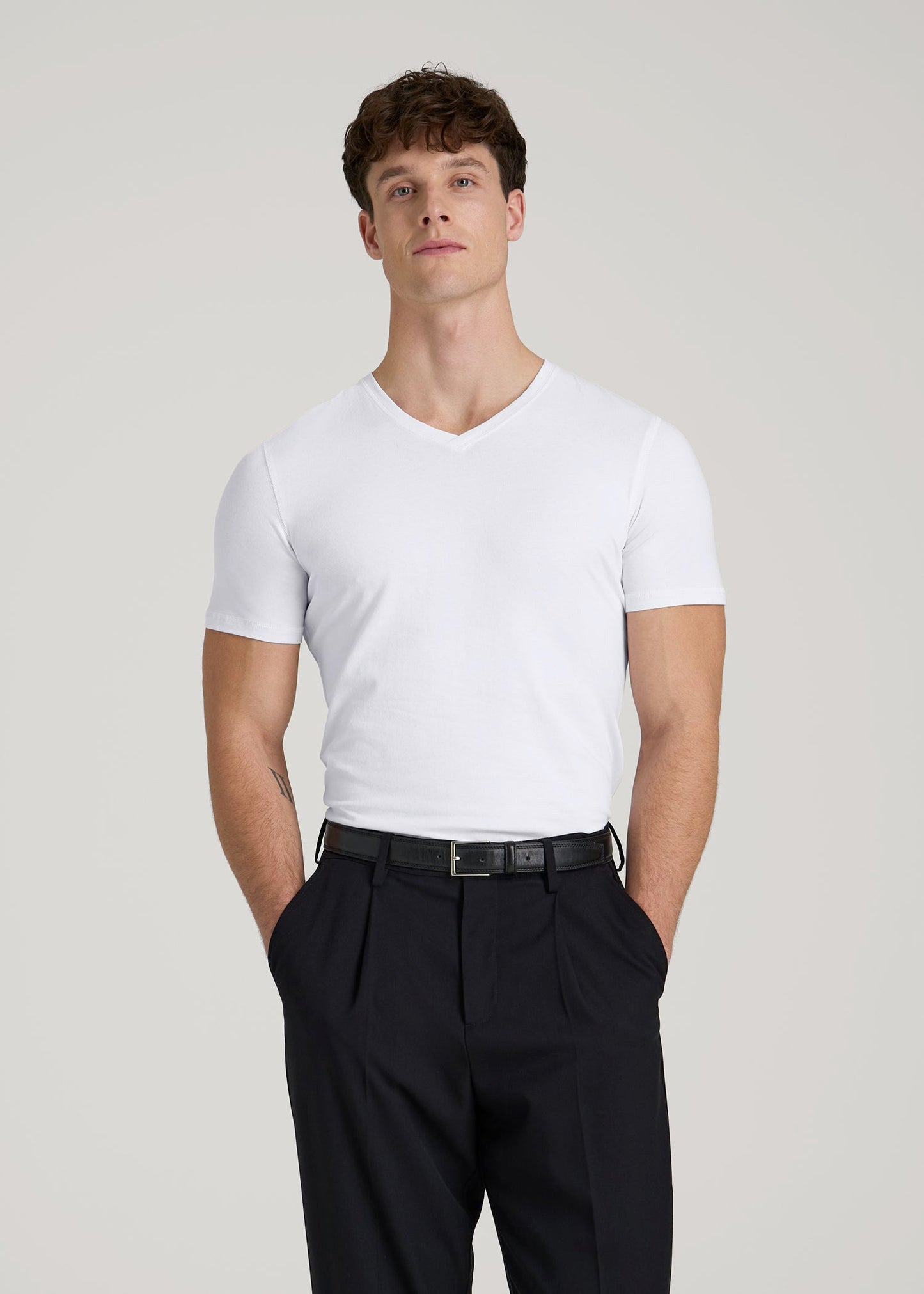 The Essential Slim Fit V-Neck Tee for Tall Men in White