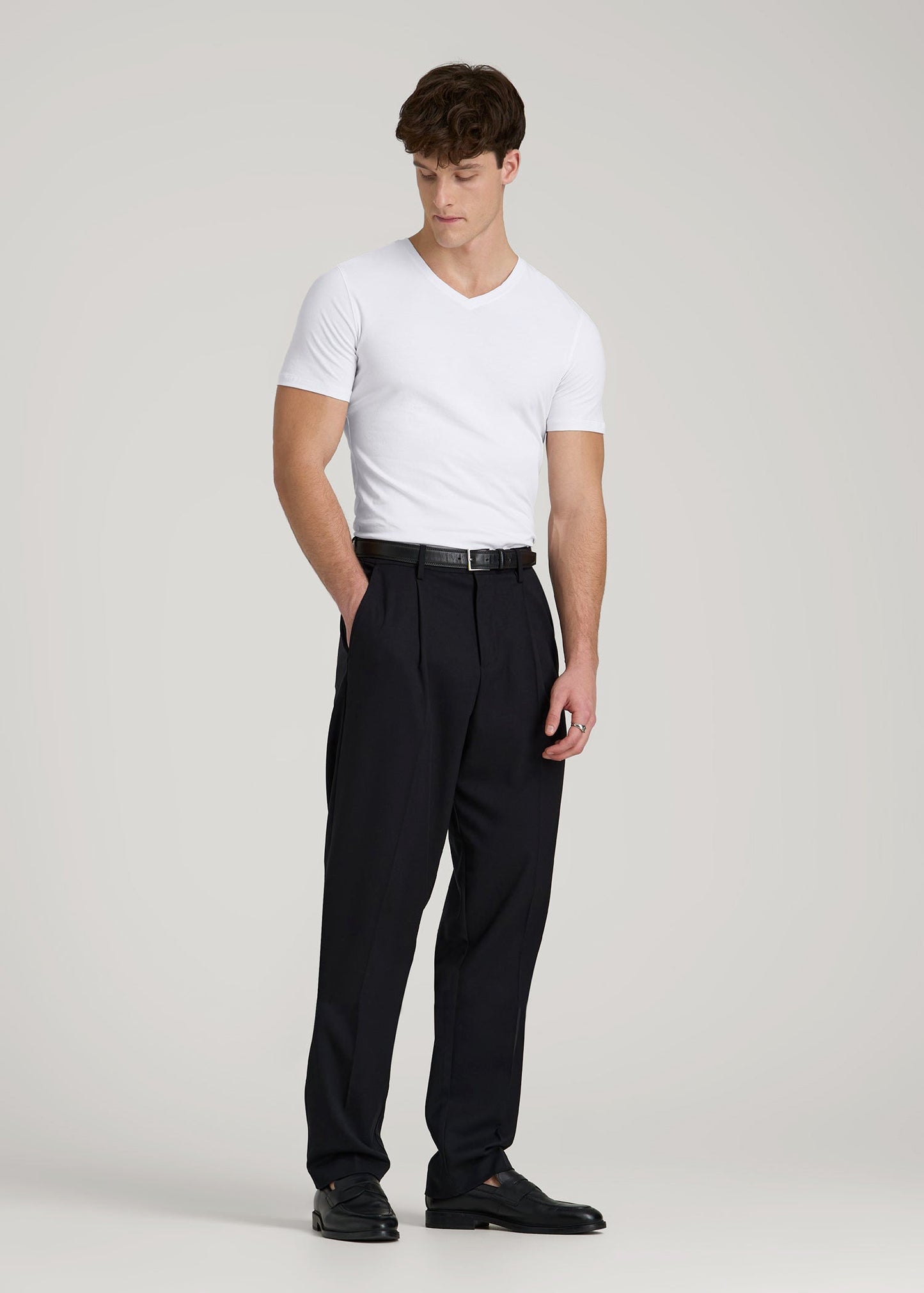 The Essential Slim Fit V-Neck Tee for Tall Men in White