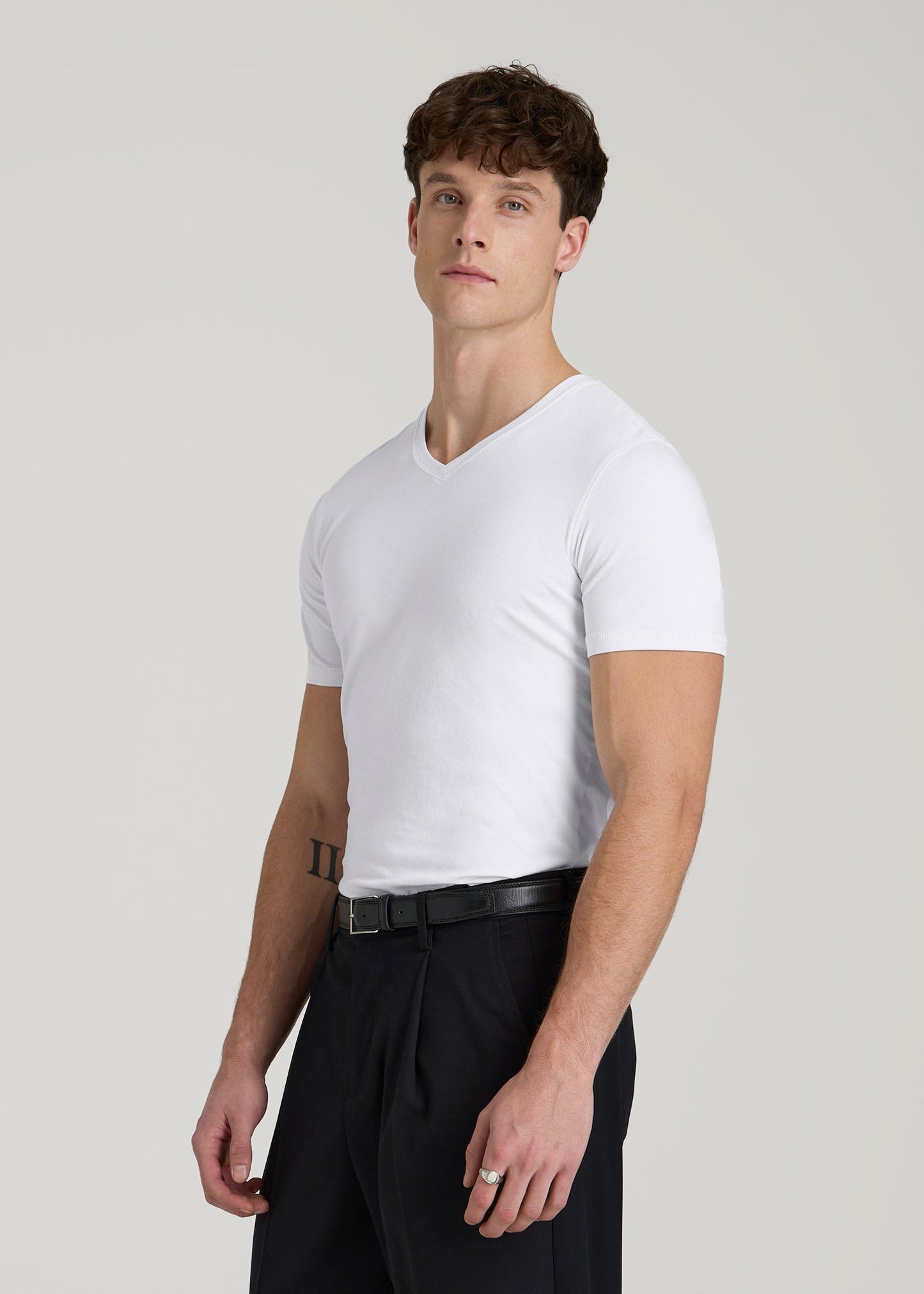 The Essential Slim Fit V-Neck Tee for Tall Men in White