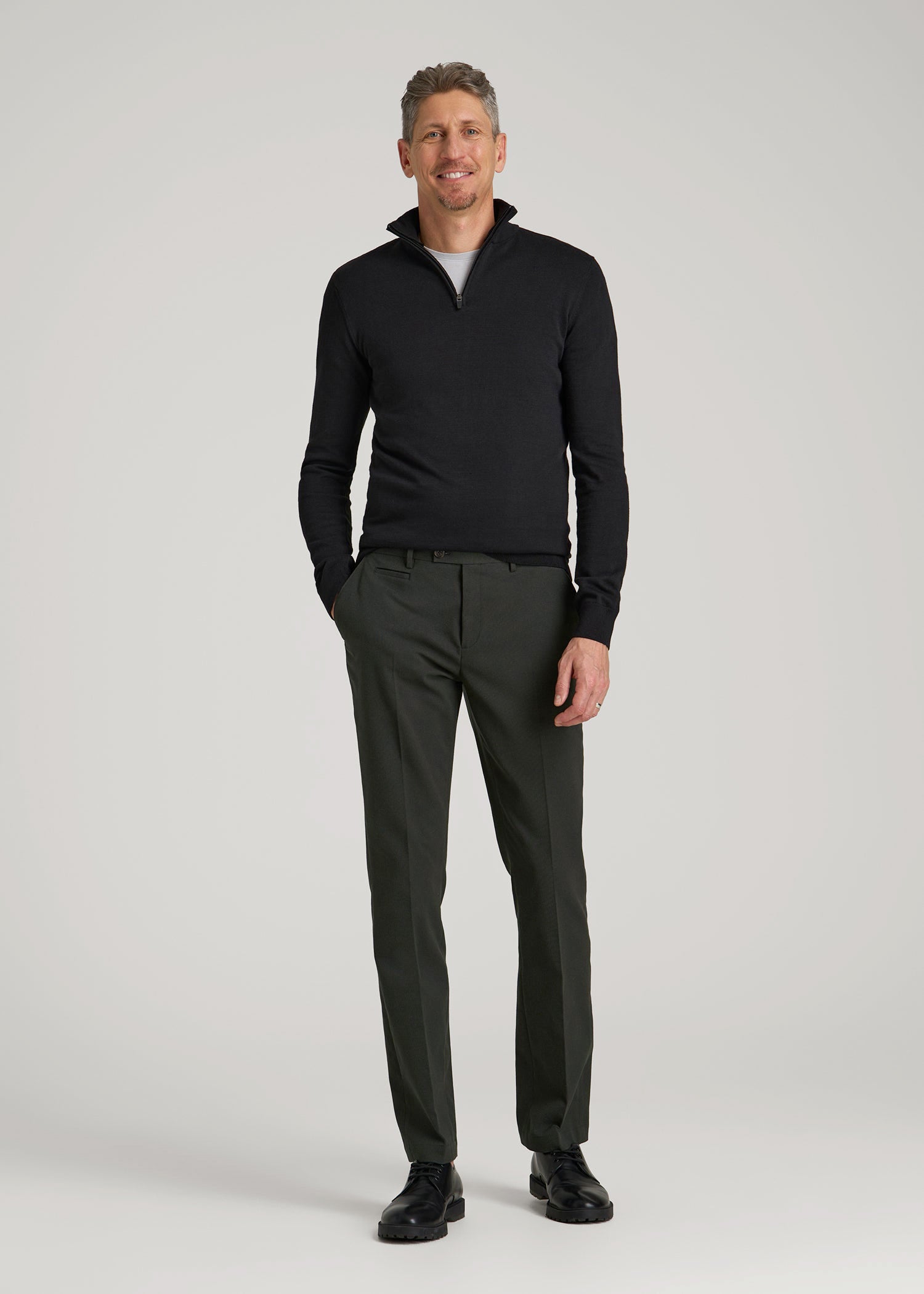 Everyday Quarter-Zip Sweater for Tall Men in Black
