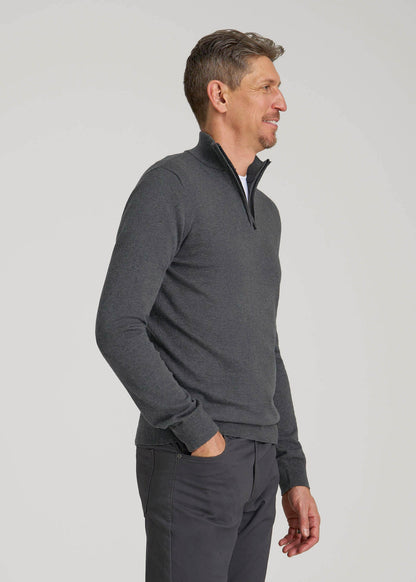 Everyday Quarter-Zip Sweater for Tall Men in Charcoal Mix