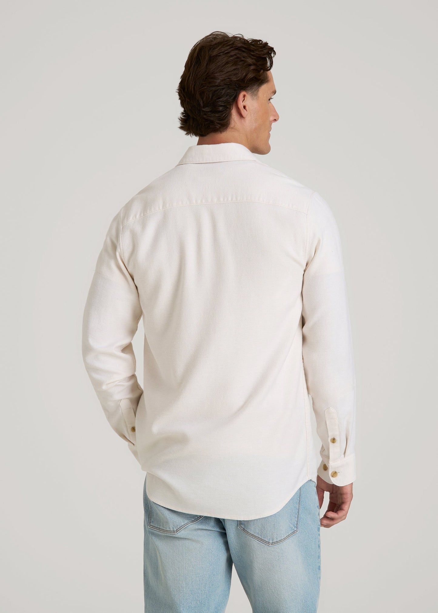 Everyday Comfort Terry Overshirt for Tall Men in White Swan