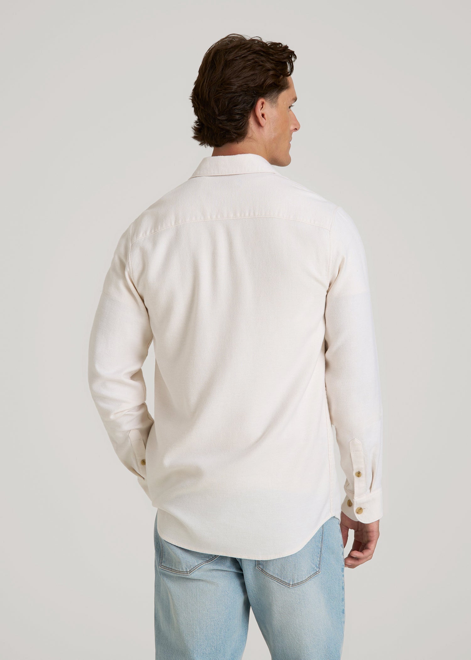 Everyday Comfort Terry Overshirt for Tall Men in White Swan