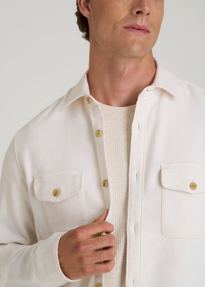 Everyday Comfort Terry Overshirt for Tall Men in White Swan