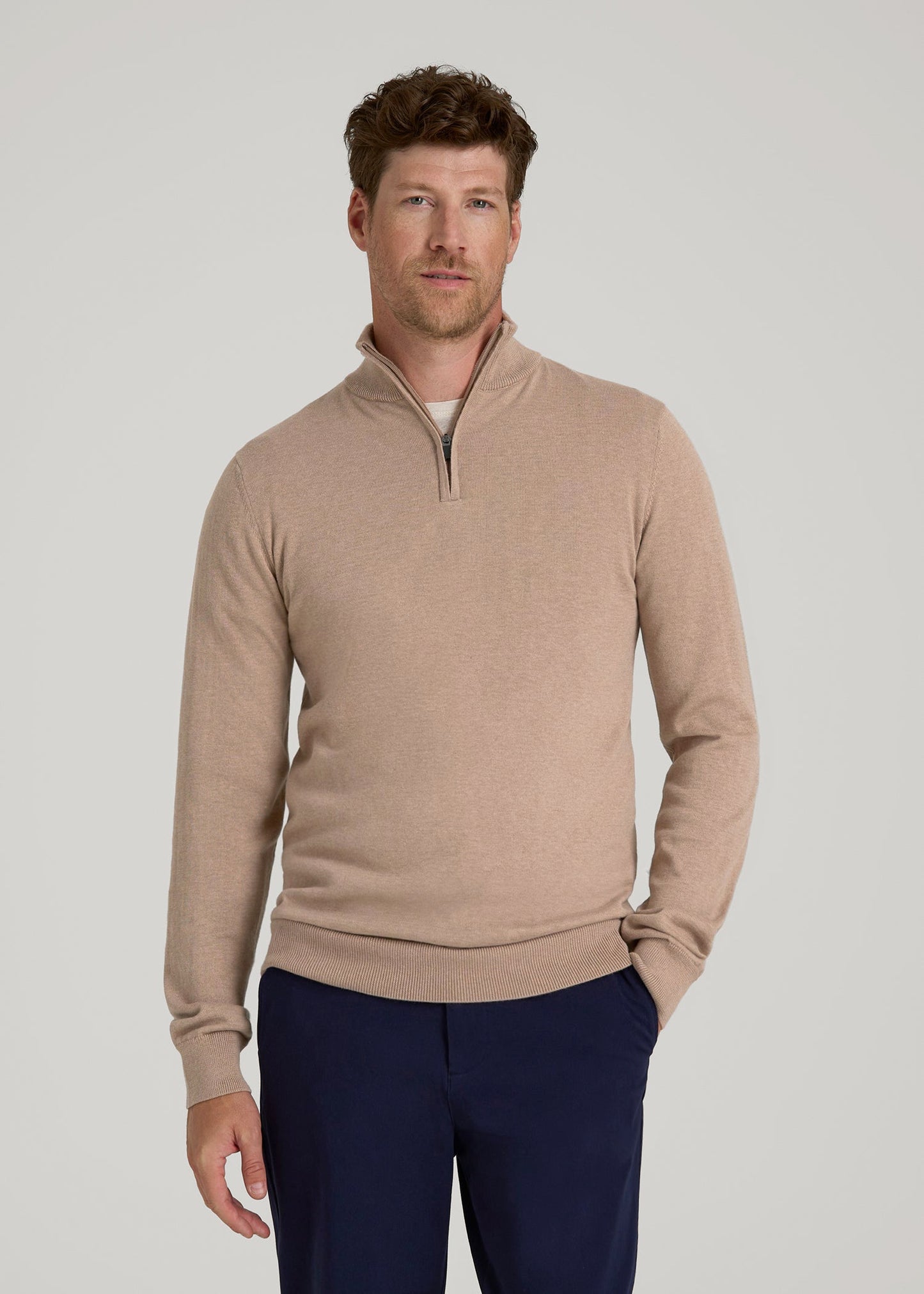 Everyday Quarter Zip Sweater for Tall Men in Stucco