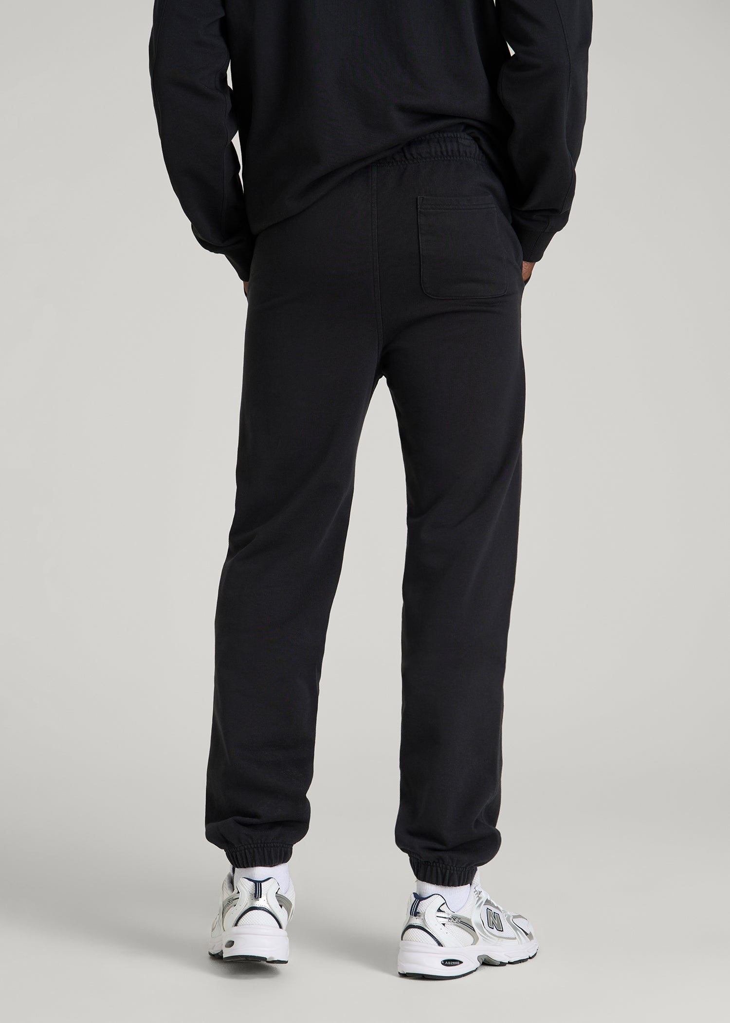 Everyday French Terry Cinched Bottom Sweatpants for Tall Men in Black