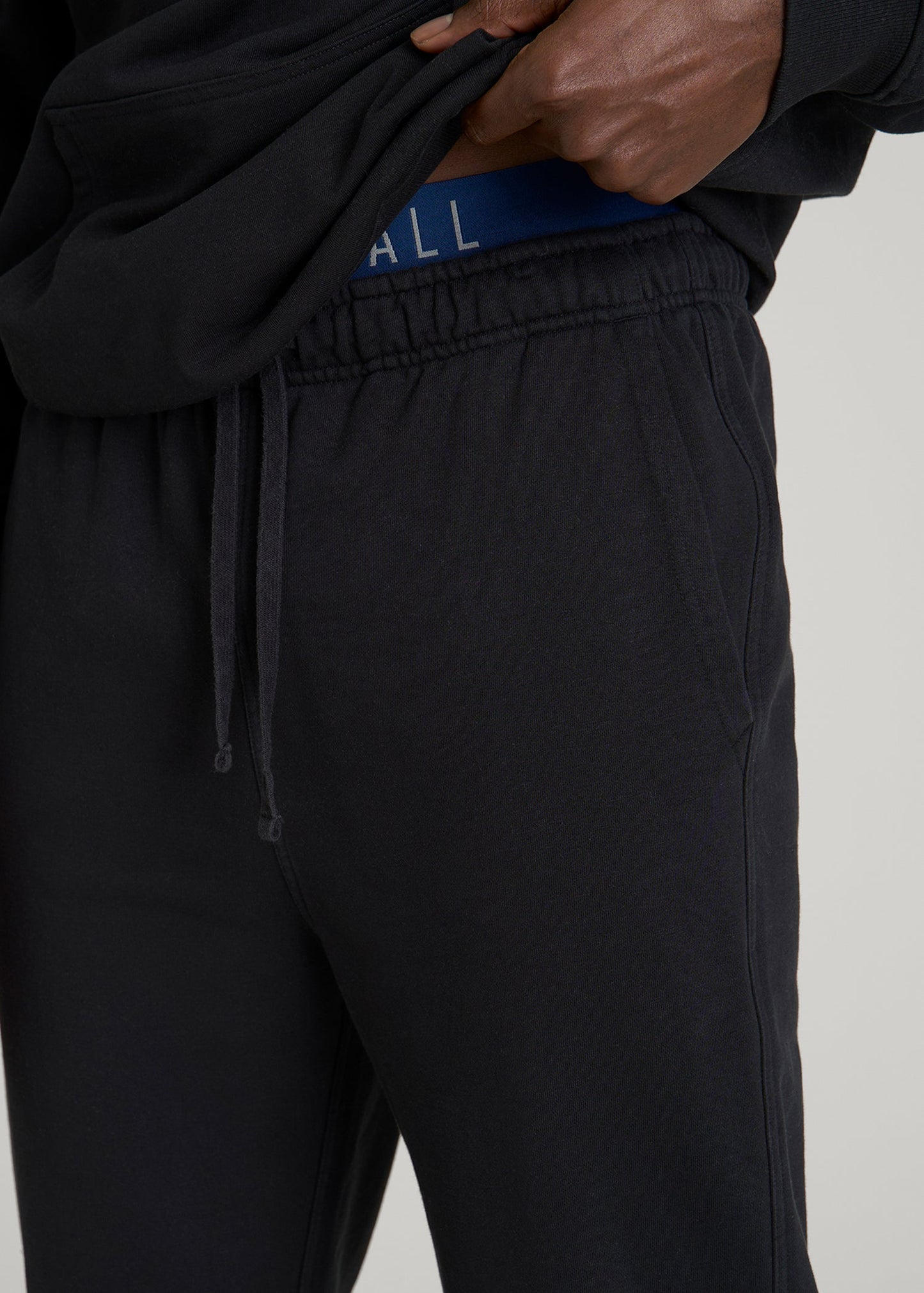 Everyday French Terry Cinched Bottom Sweatpants for Tall Men in Black