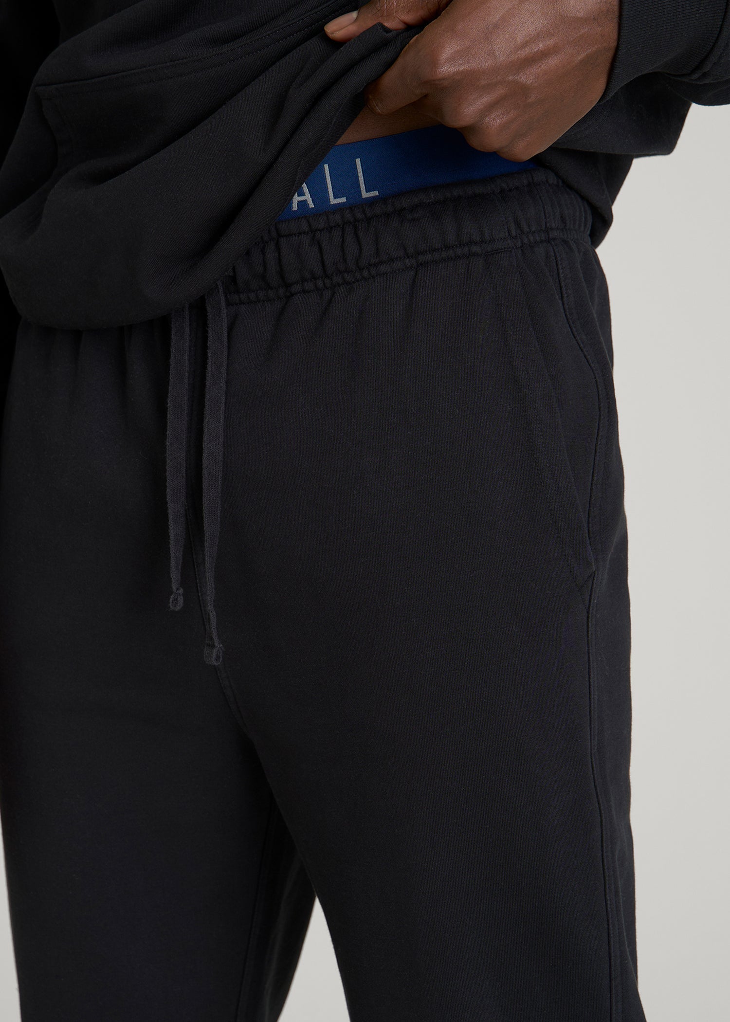 Everyday French Terry Cinched Bottom Sweatpants for Tall Men in Black