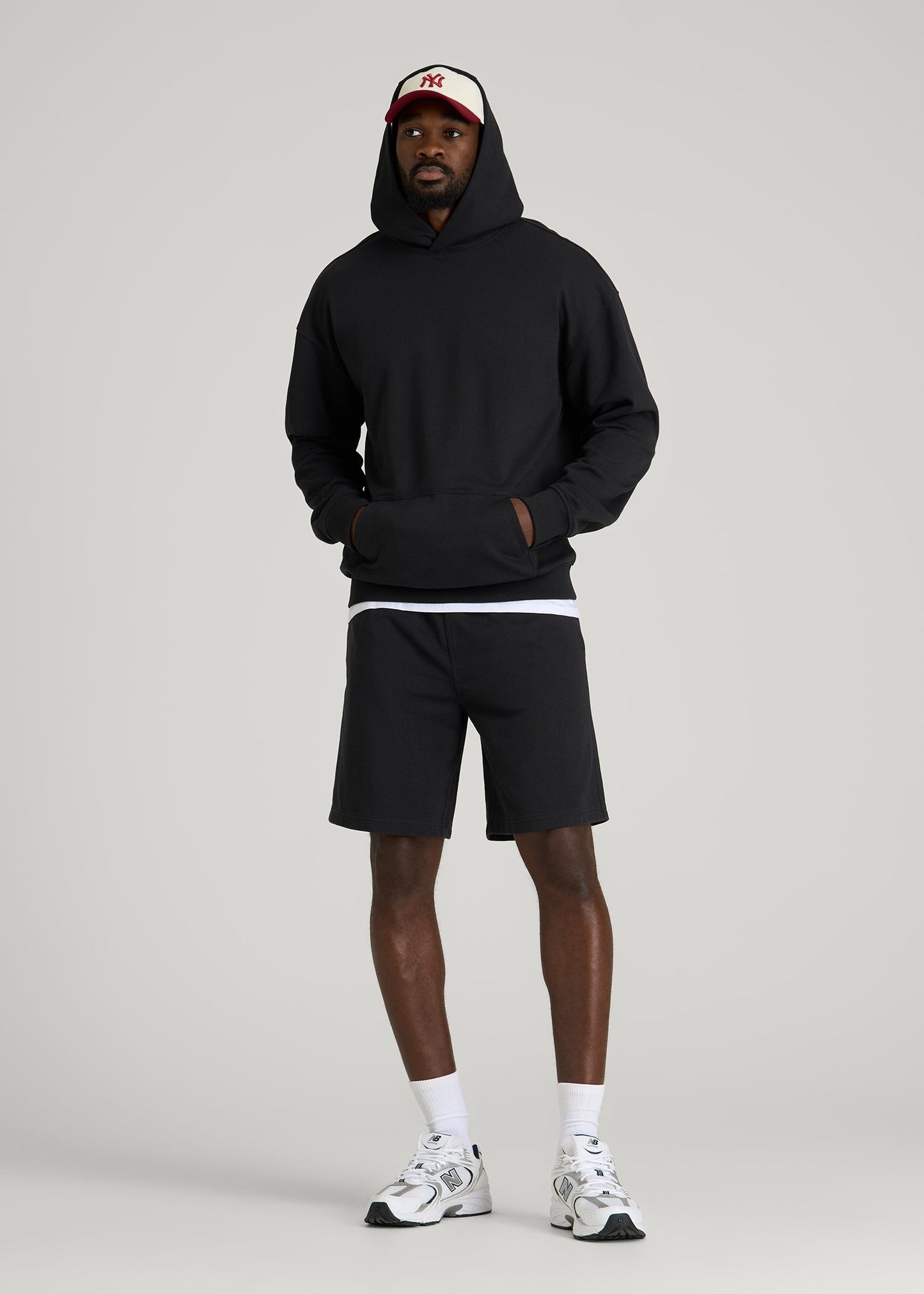 Everyday French Terry Popover Hoodie for Tall Men in Black