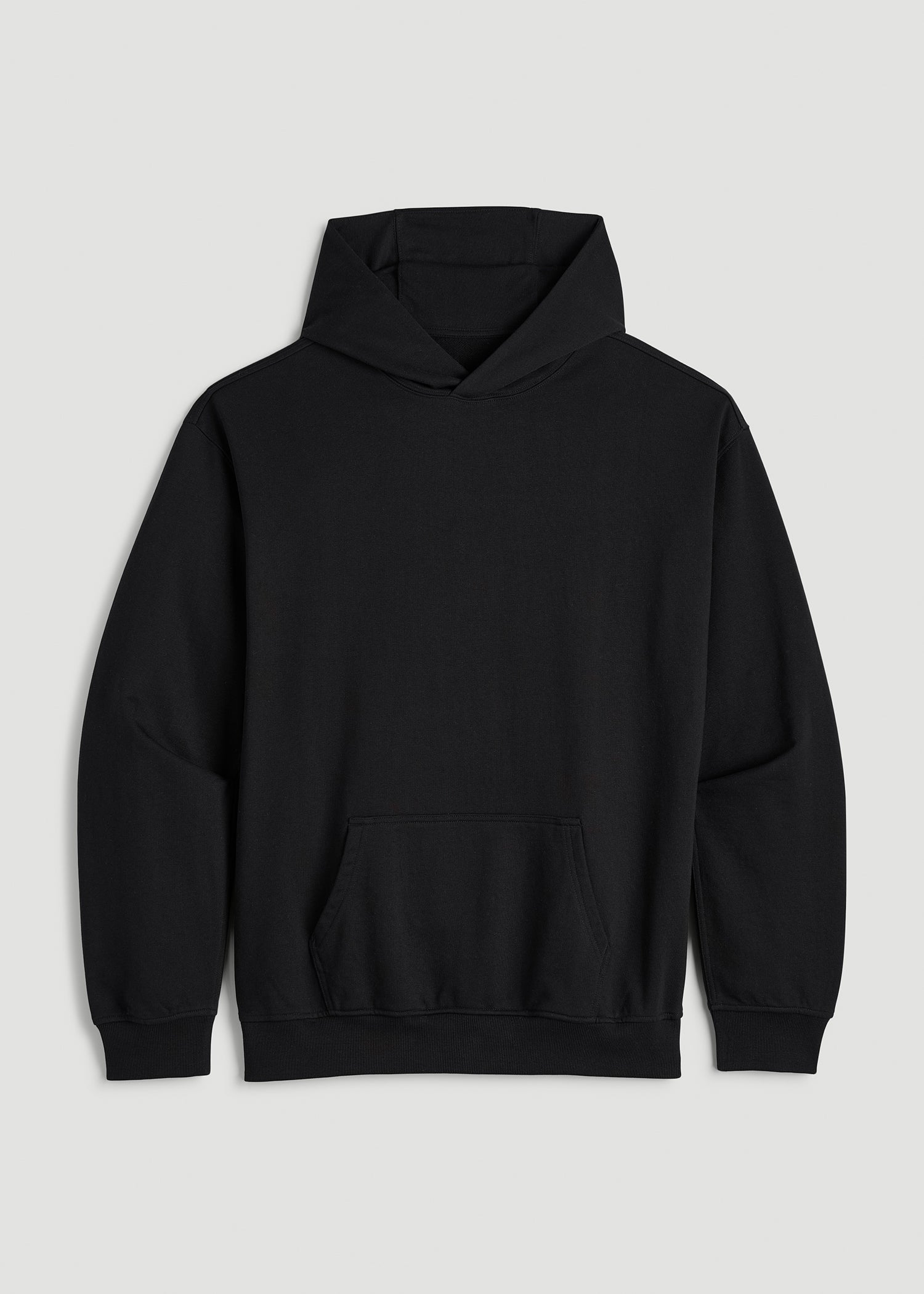 Everyday French Terry Popover Hoodie for Tall Men in Black