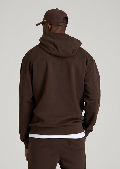 Everyday French Terry Popover Hoodie for Tall Men in Espresso
