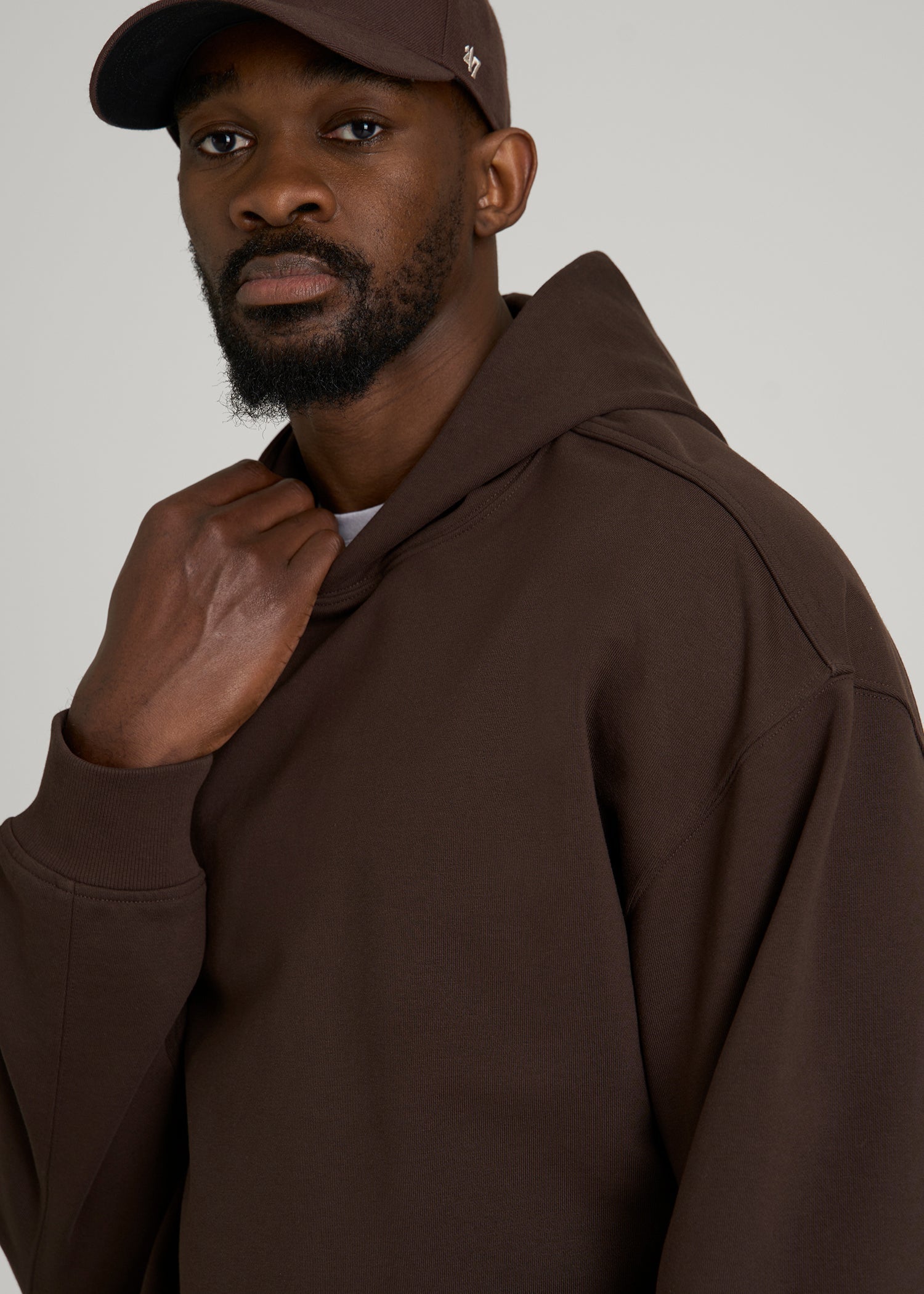 Everyday French Terry Popover Hoodie for Tall Men in Espresso