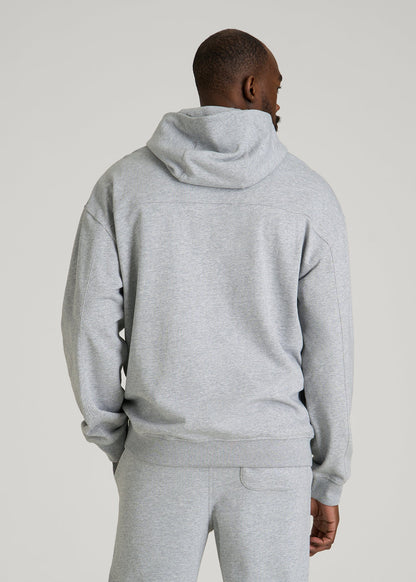 Everyday French Terry Popover Hoodie for Tall Men in Grey Mix