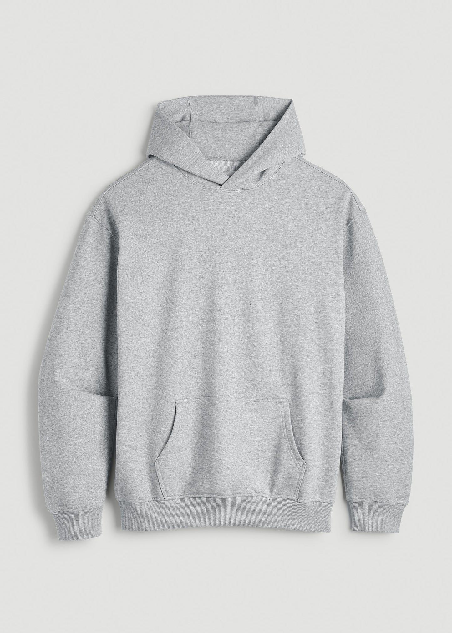 Everyday French Terry Popover Hoodie for Tall Men in Grey Mix