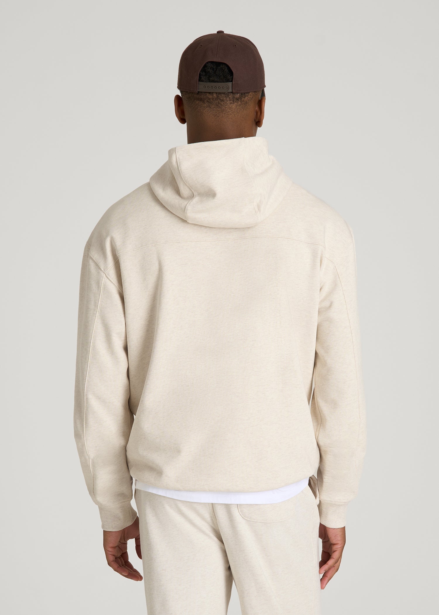 Everyday French Terry Popover Hoodie for Tall Men in Heathered Oatmeal