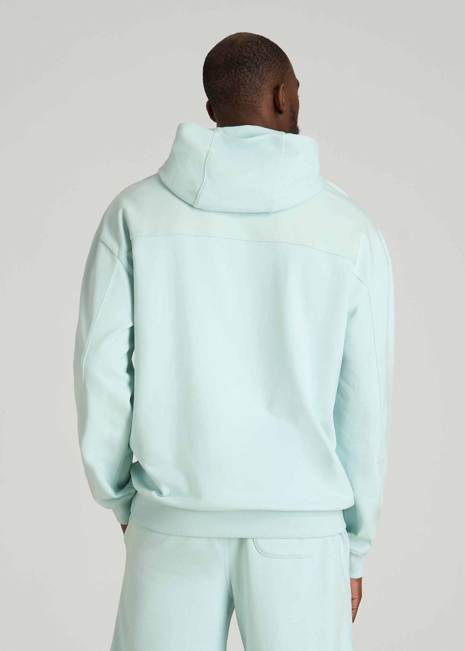 Everyday French Terry Popover Hoodie for Tall Men in Opal Blue