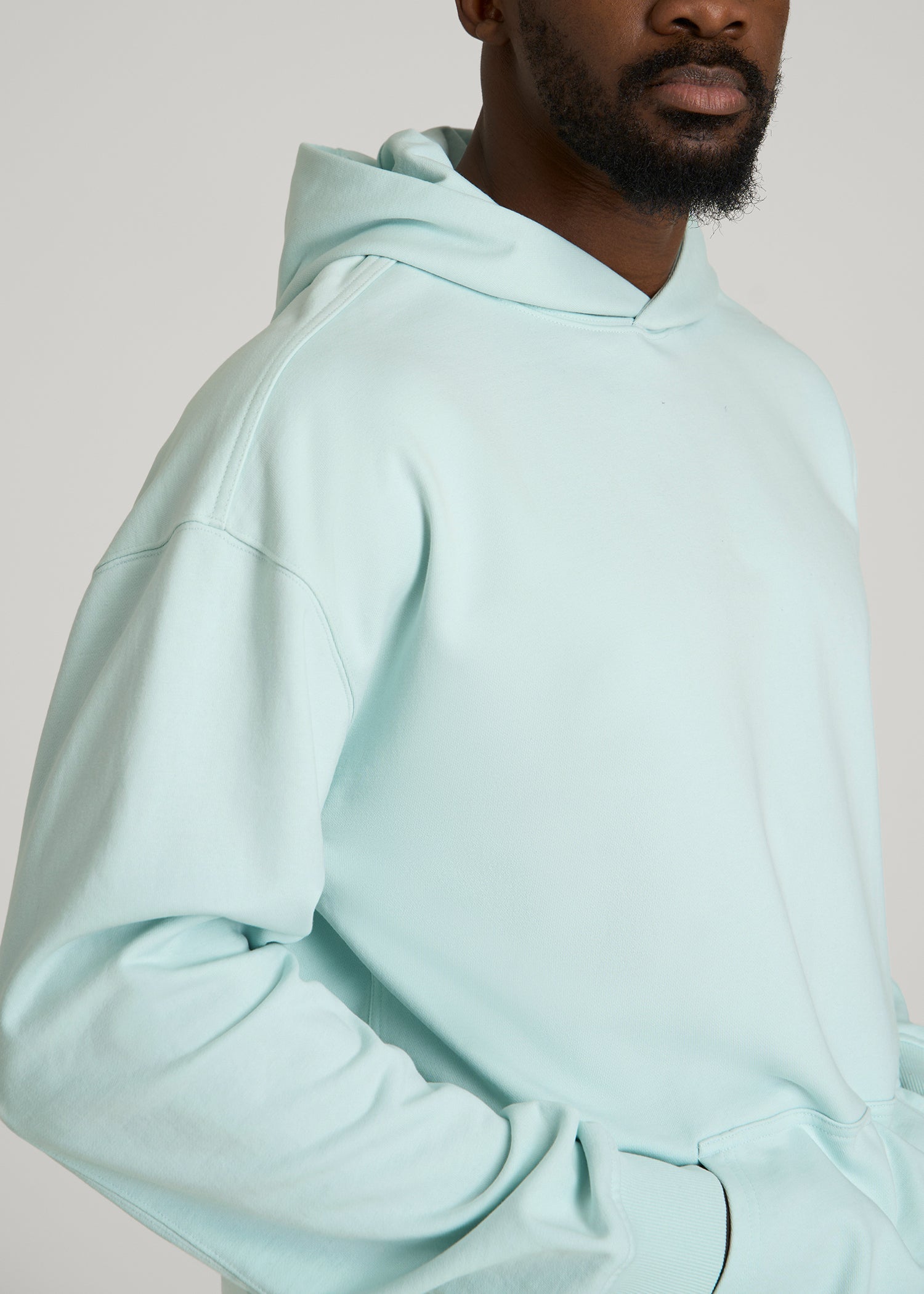 Everyday French Terry Popover Hoodie for Tall Men in Opal Blue