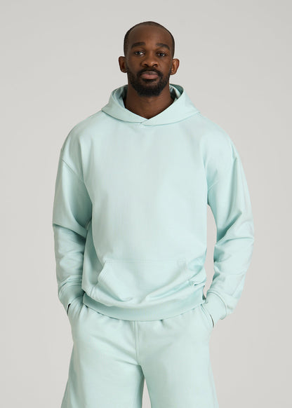 Everyday French Terry Popover Hoodie for Tall Men in Opal Blue