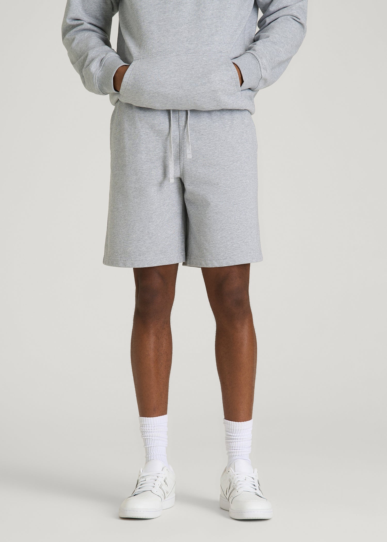 Everyday French Terry Shorts for Tall Men in Grey Mix