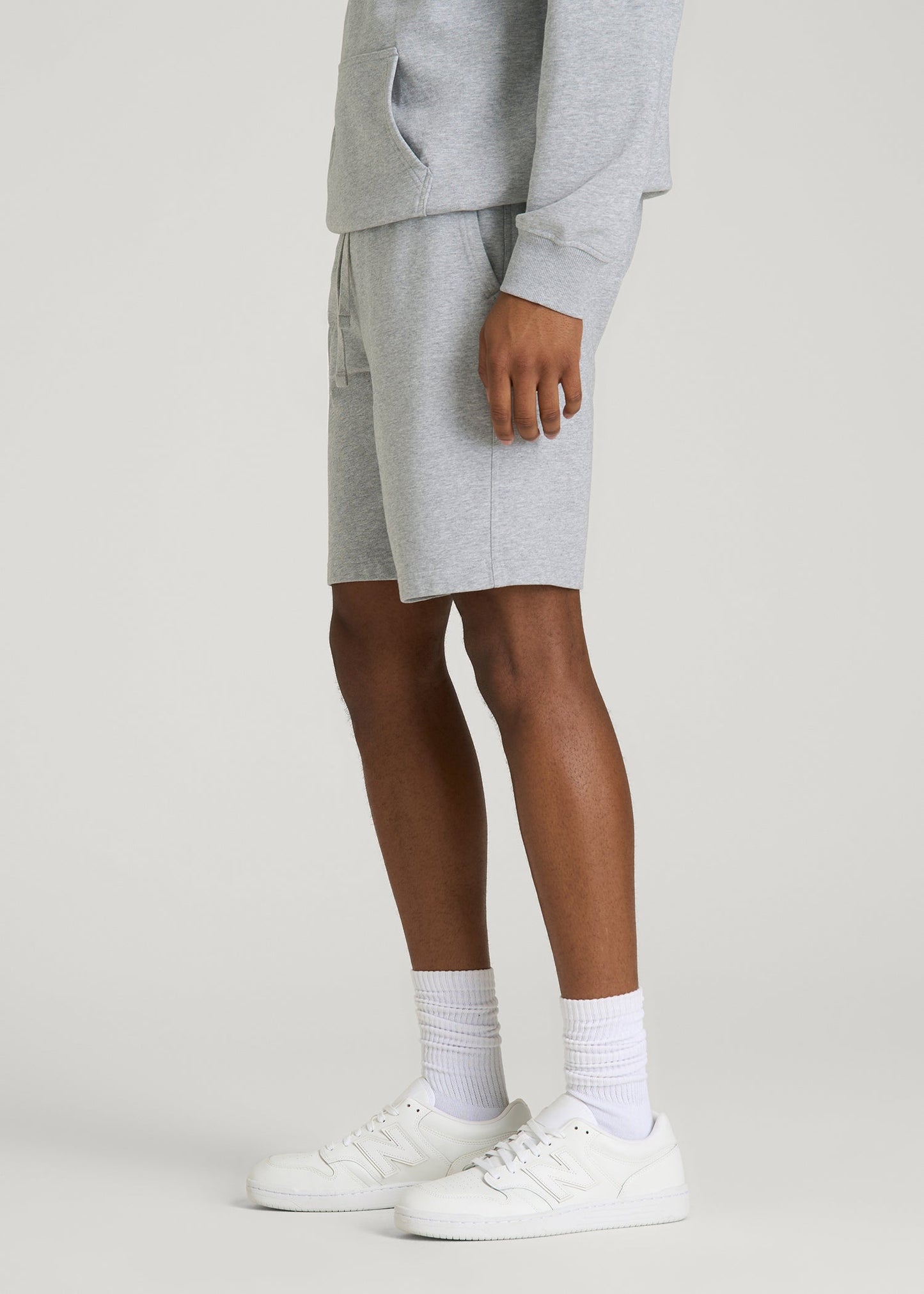 Everyday French Terry Shorts for Tall Men in Grey Mix