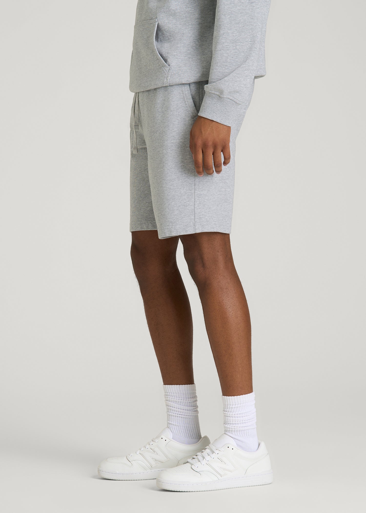 Everyday French Terry Shorts for Tall Men in Grey Mix