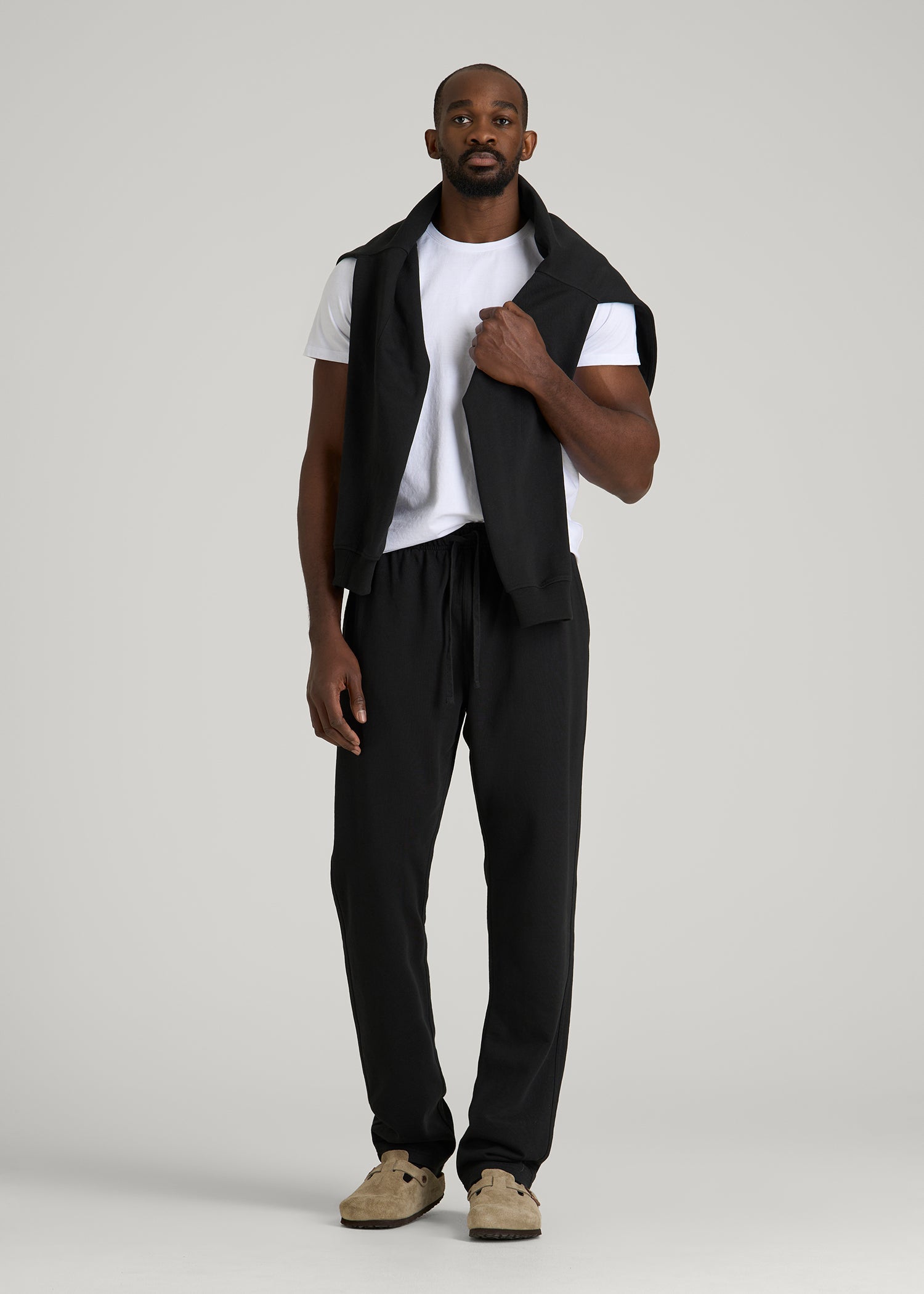 Everyday French Terry Straight Leg Sweatpants for Tall Men in Black