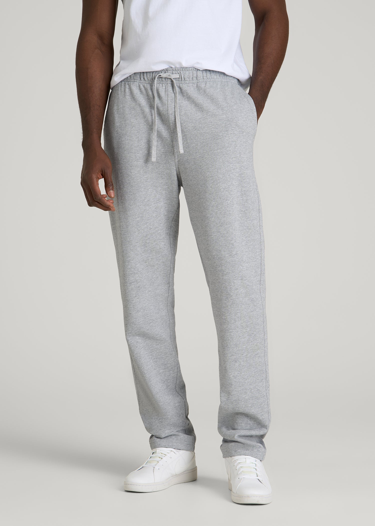 Everyday French Terry Straight Leg Sweatpants for Tall Men in Grey Mix