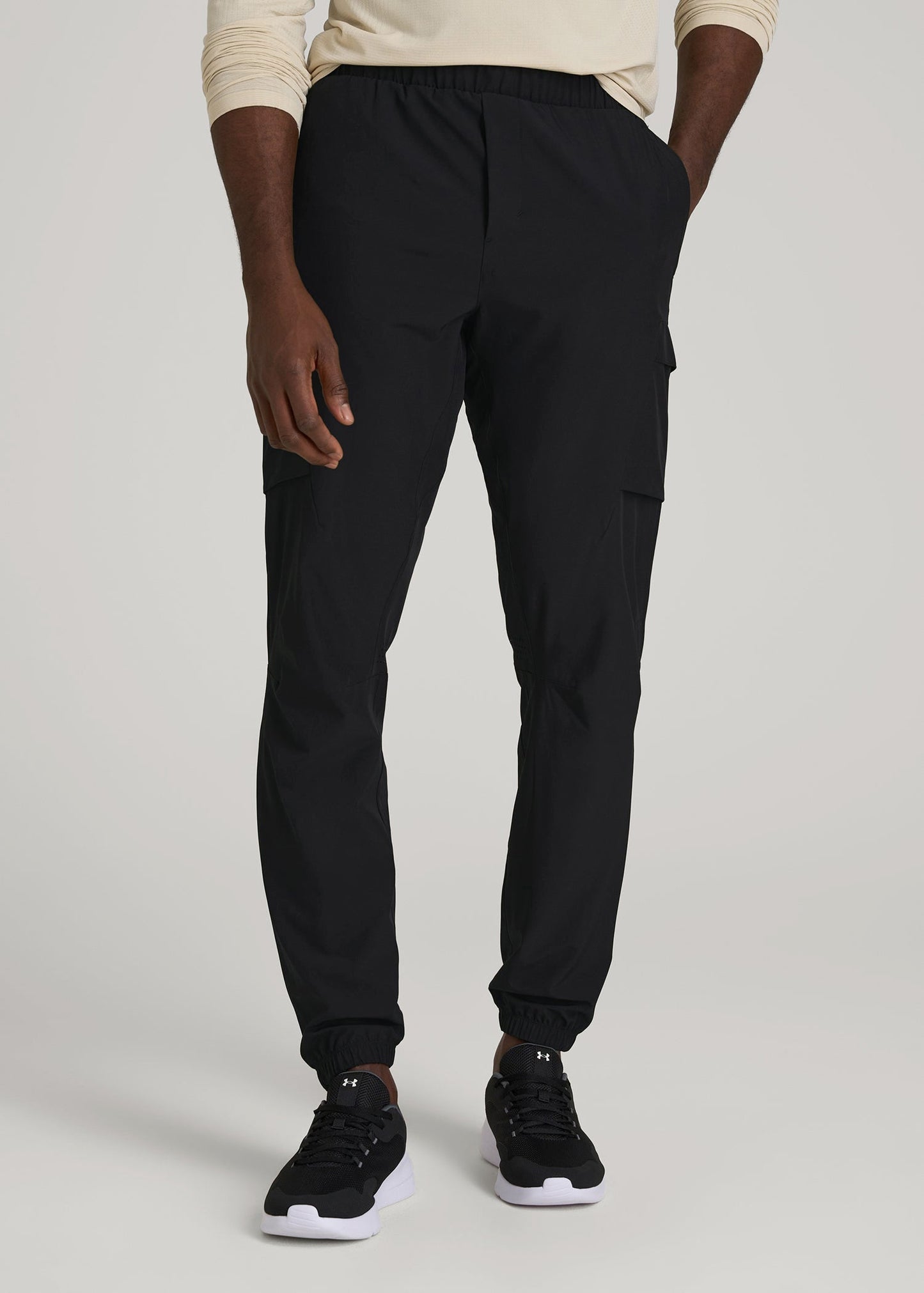 Featherweight Cargo Training Jogger for Tall Men in Black