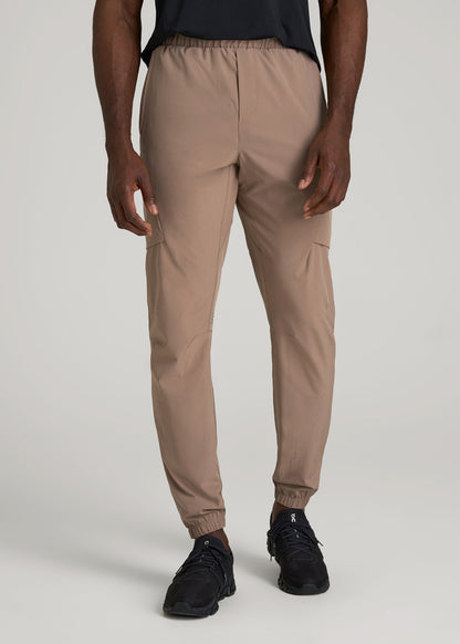 Featherweight Cargo Training Jogger for Tall Men in Dark Sand