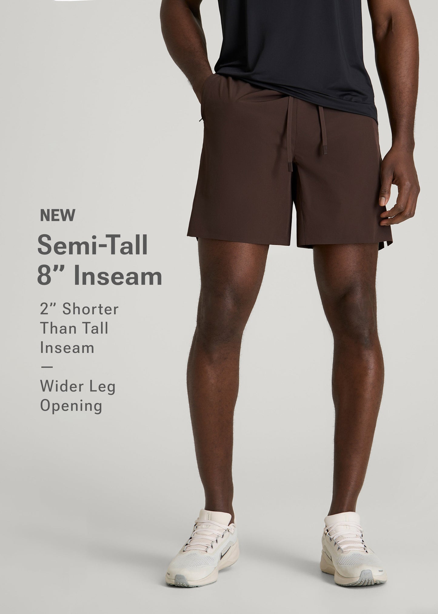Featherweight Linerless Running Short for Tall Men in Espresso