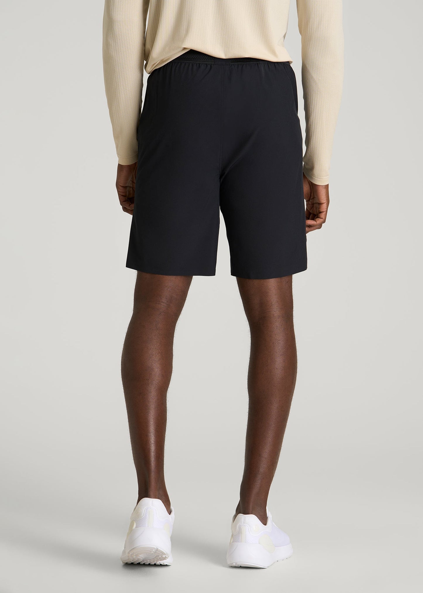 Featherweight Perforated Training Shorts for Tall Men in Black