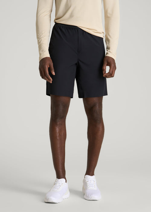 Featherweight Perforated Training Shorts for Tall Men in Black