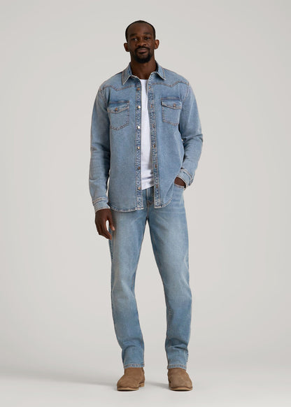 Western Denim Shirt for Tall Men in Heritage Faded