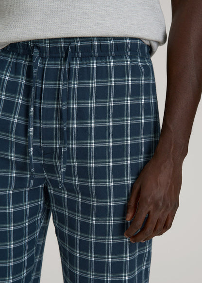 Flannel Pajama Pants for Tall Men in Navy Windowpane