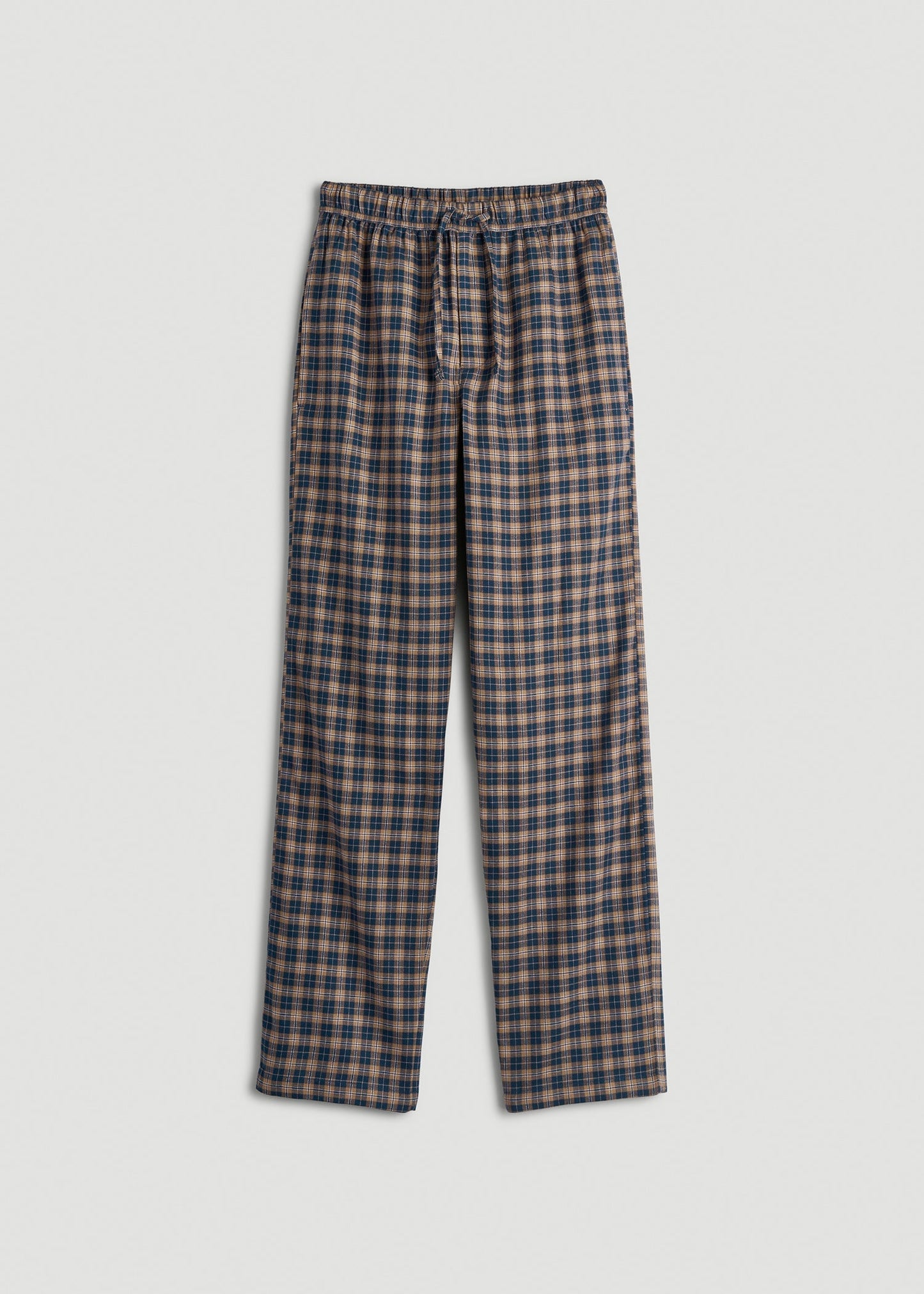 Flannel Pajama Pants for Tall Men in Navy and Woodsmoke Check
