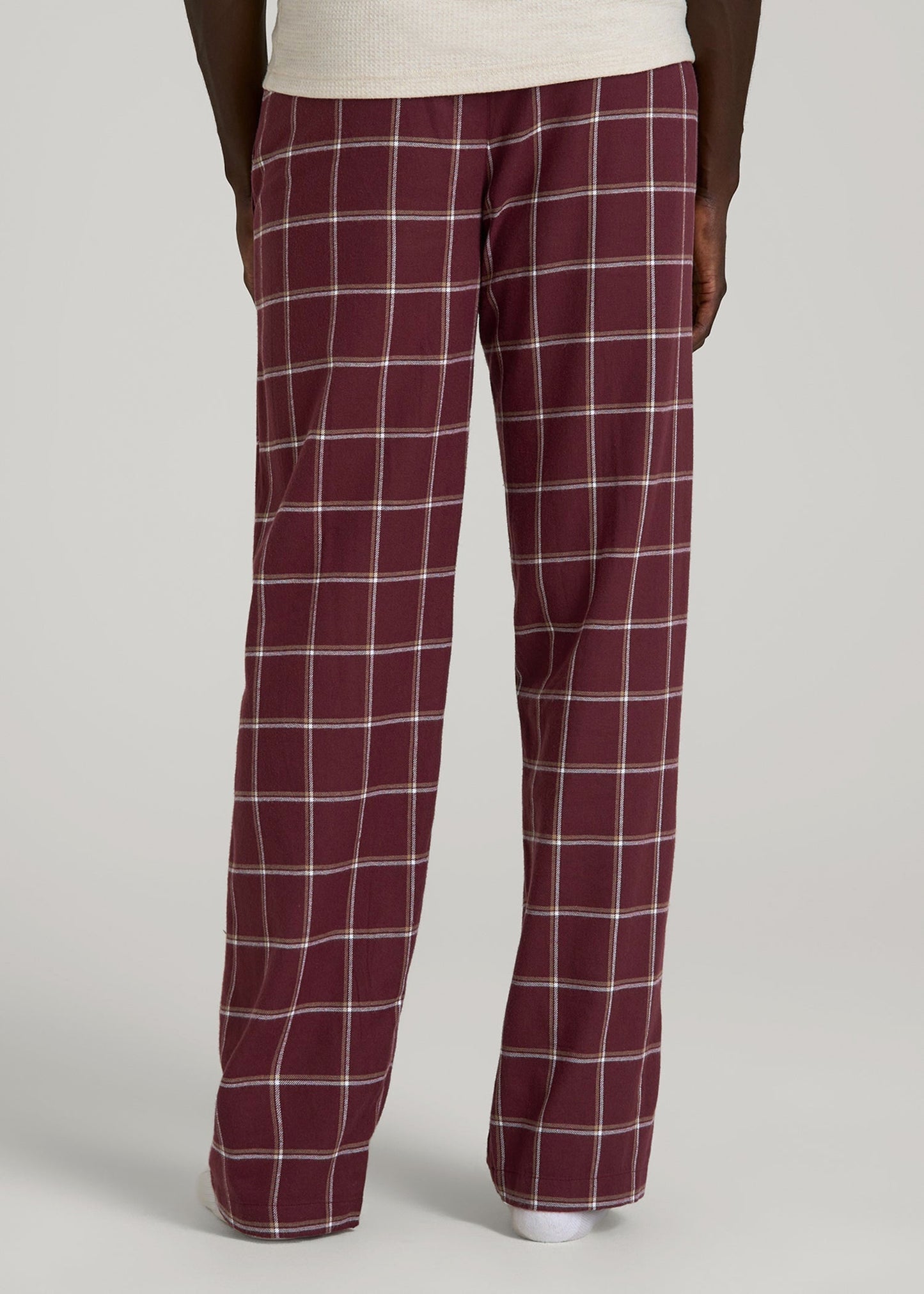 Flannel Pajama Pants for Tall Men in Wine Windowpane