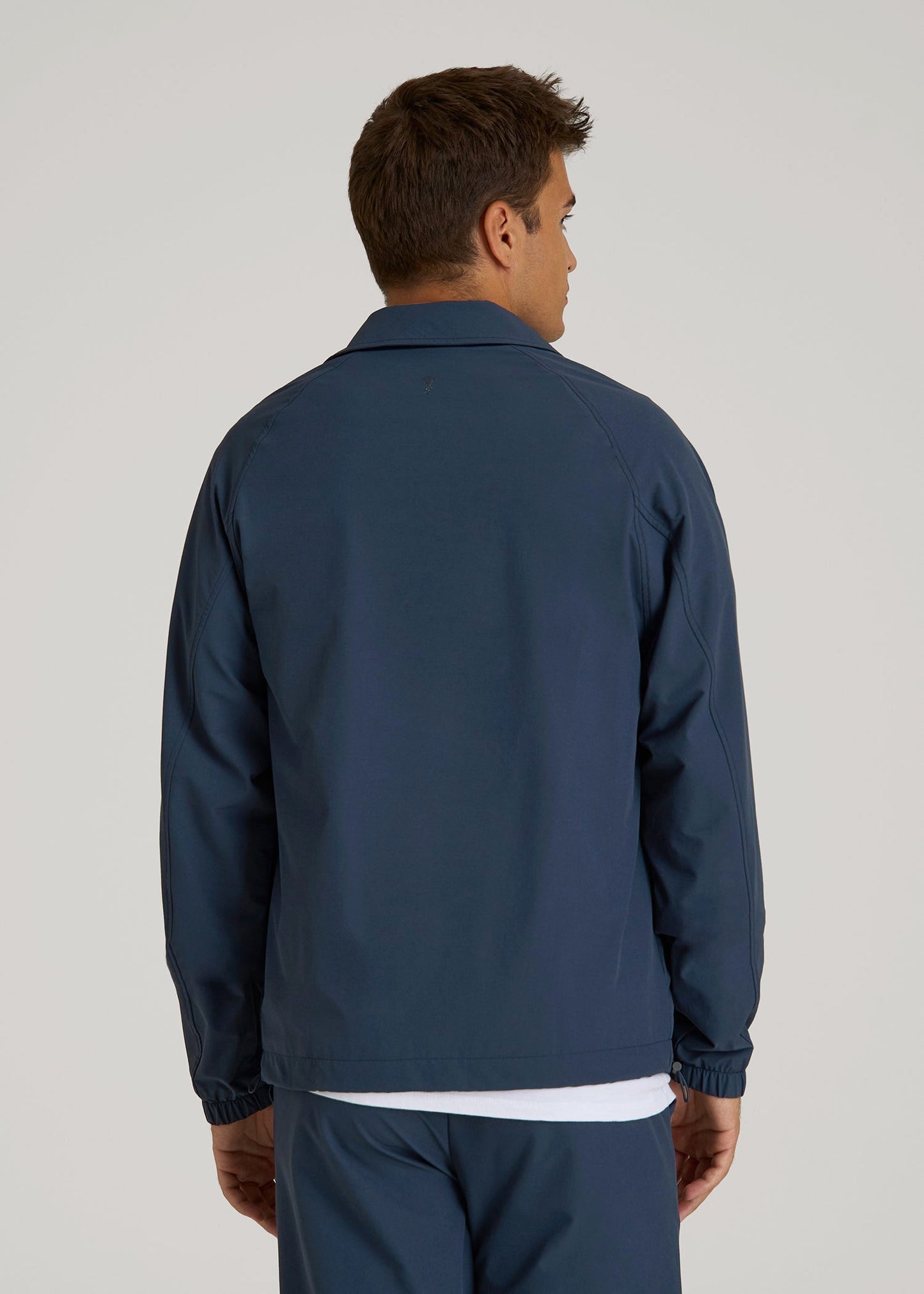 Flex Nylon Collared Jacket for Tall Men in Navy Blue